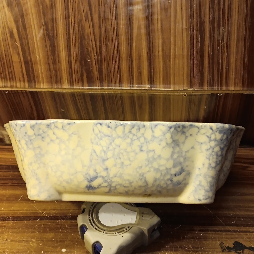 Vintage Roseville spongeware glazed pottery planter